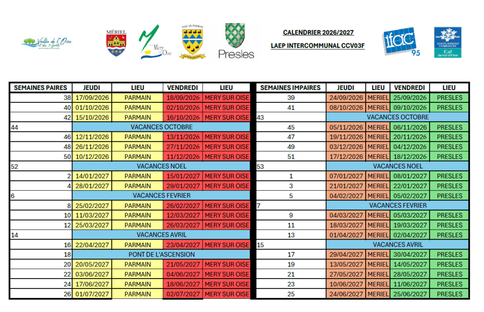Calendrier LAEP 2026-2027 corrigé