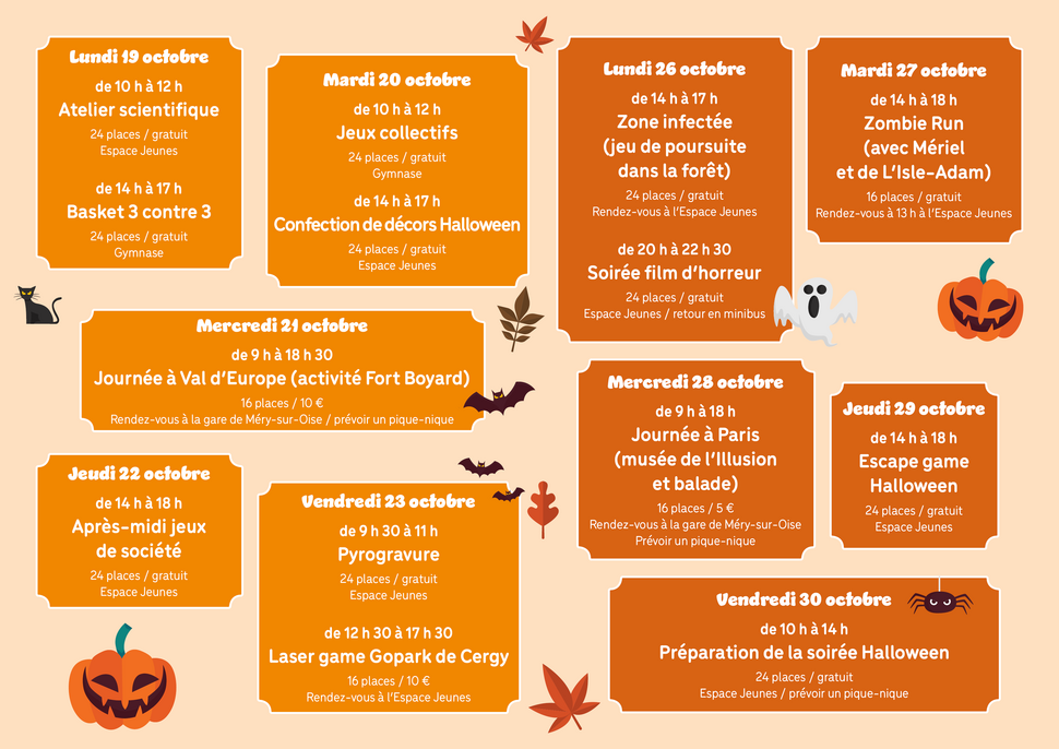 Programme Espace Jeunes vacances de la Toussaint 2026